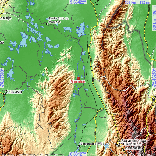 Topographic map of Morales