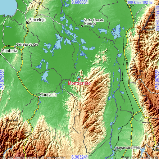 Topographic map of Montecristo