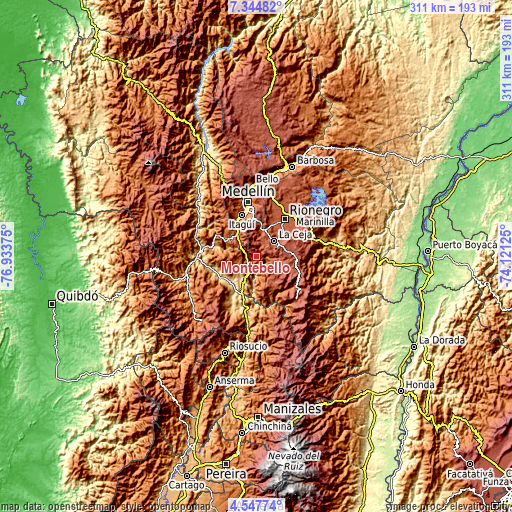 Topographic map of Montebello