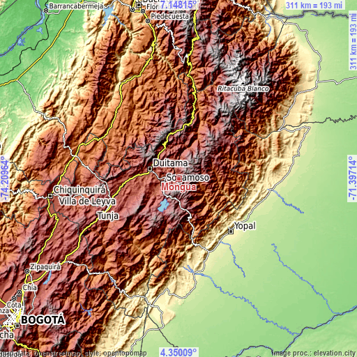 Topographic map of Mongua