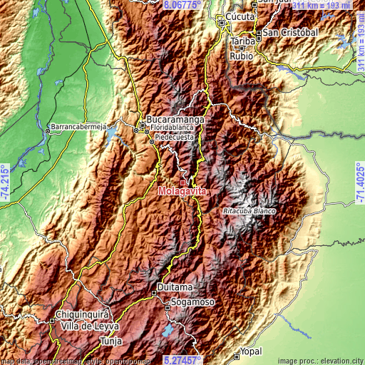 Topographic map of Molagavita