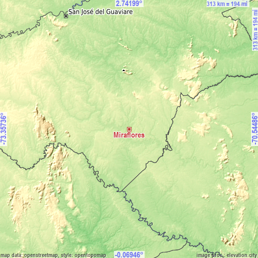 Topographic map of Miraflores