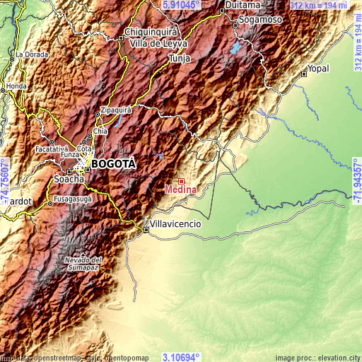 Topographic map of Medina