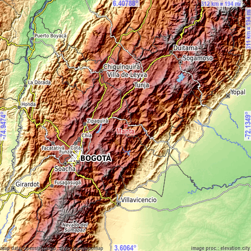 Topographic map of Manta