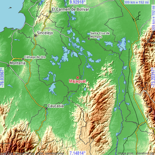 Topographic map of Majagual