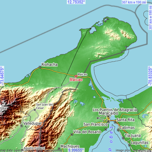 Topographic map of Maicao