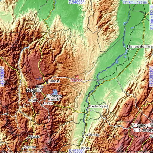 Topographic map of Maceo