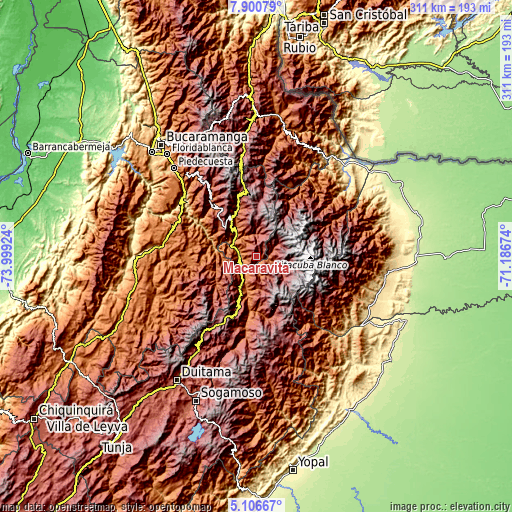 Topographic map of Macaravita