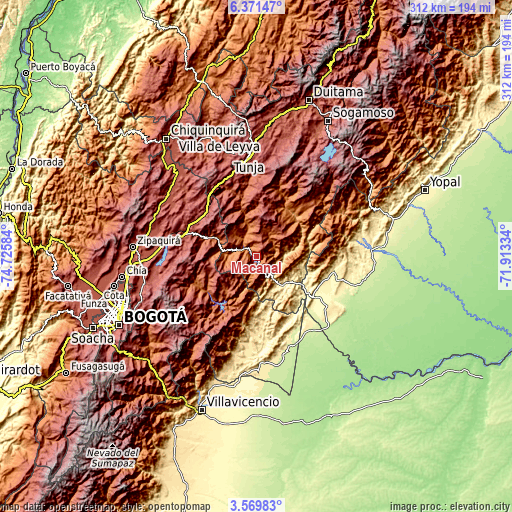 Topographic map of Macanal