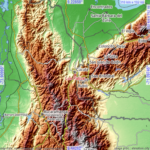 Topographic map of Los Patios