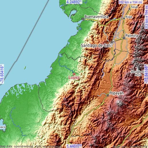 Topographic map of López