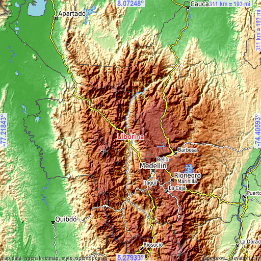 Topographic map of Liborina