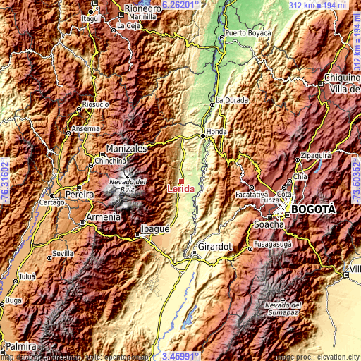 Topographic map of Lérida