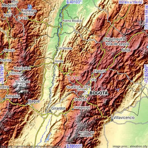 Topographic map of La Vega