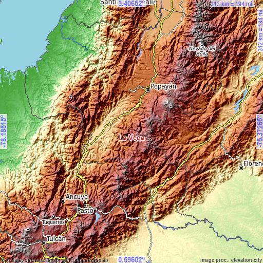 Topographic map of La Vega