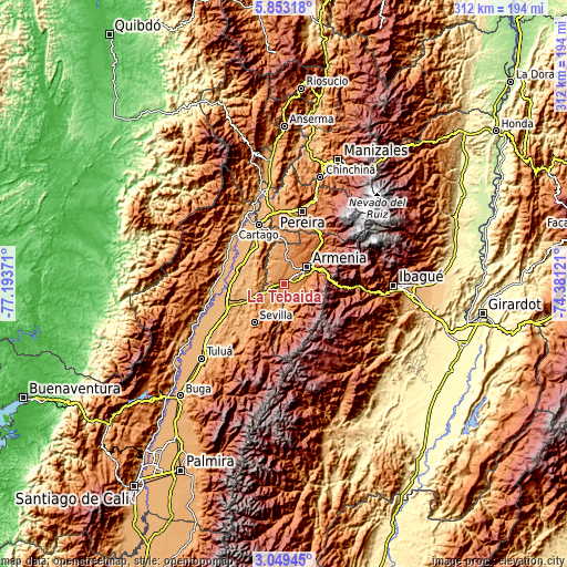 Topographic map of La Tebaida