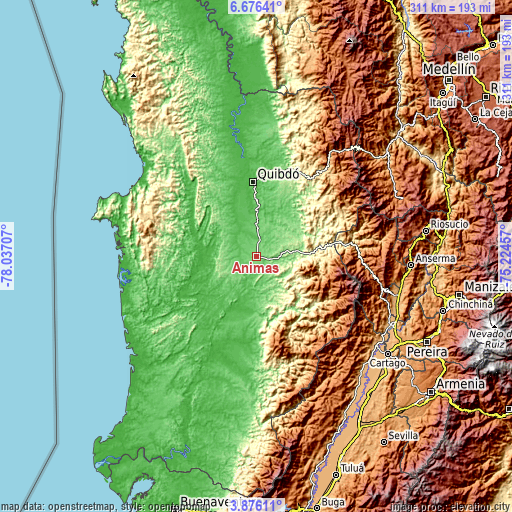 Topographic map of Ánimas
