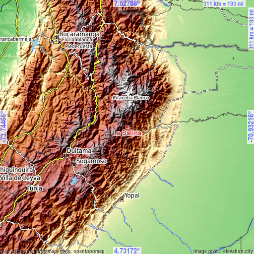 Topographic map of La Salina