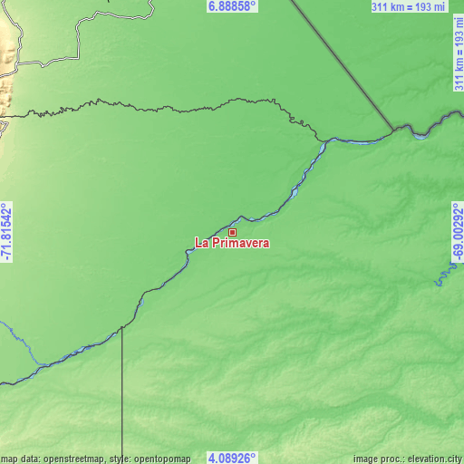 Topographic map of La Primavera