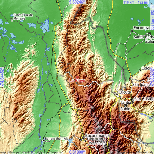 Topographic map of La Playa