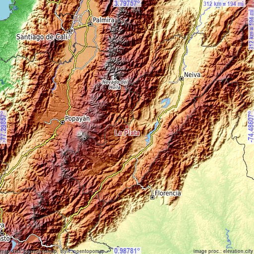 Topographic map of La Plata