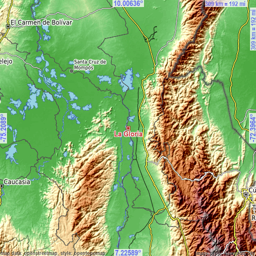 Topographic map of La Gloria
