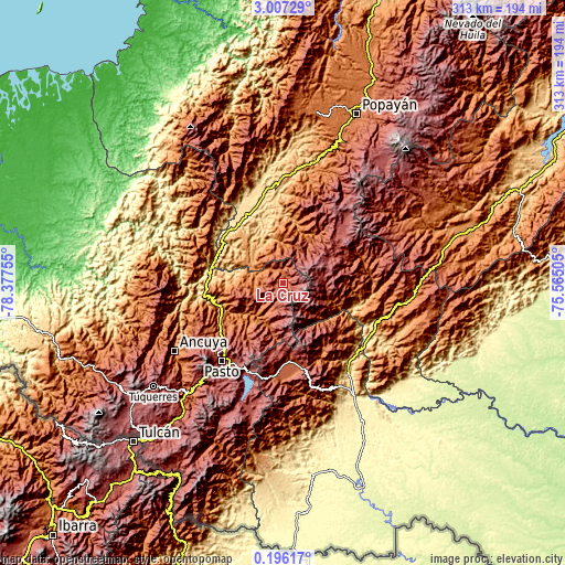 Topographic map of La Cruz