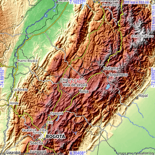 Topographic map of La Capilla