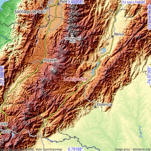 Topographic map of La Argentina