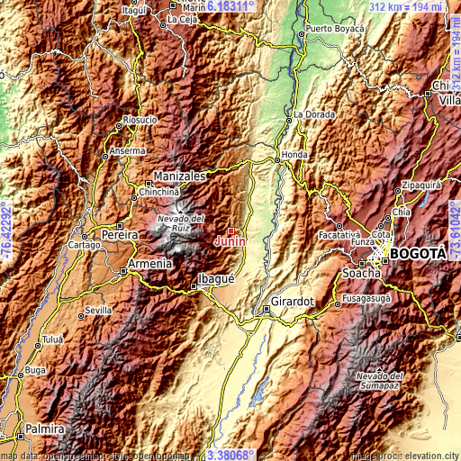 Topographic map of Junín