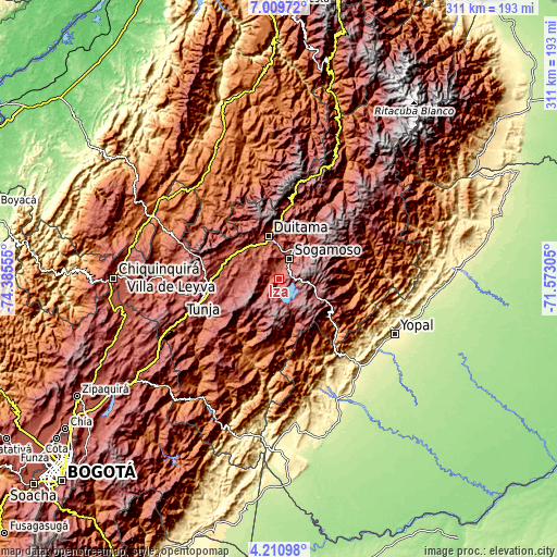 Topographic map of Iza
