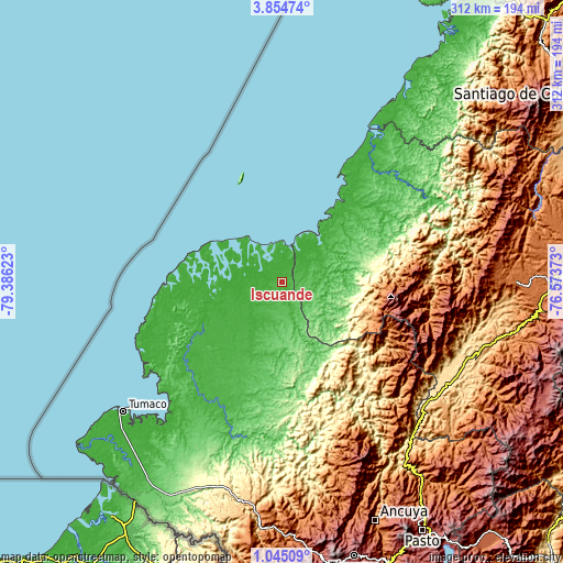 Topographic map of Iscuandé