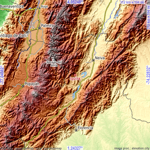 Topographic map of Íquira