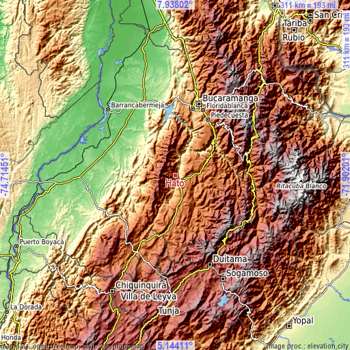 Topographic map of Hato