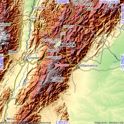 Topographic map of Gutiérrez