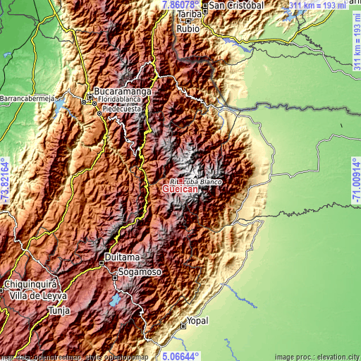 Topographic map of Güicán