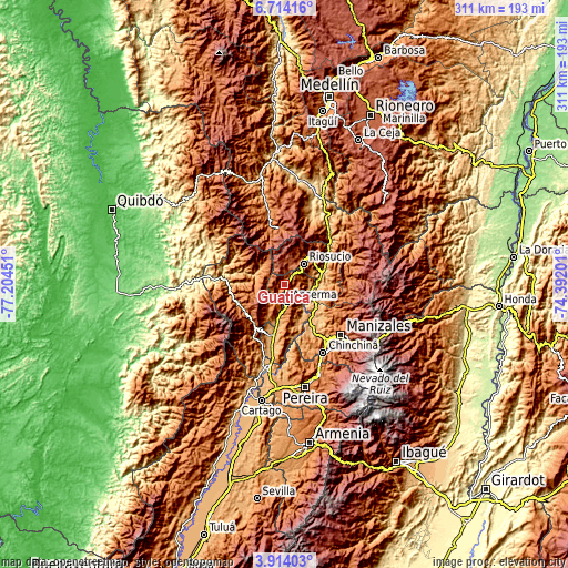 Topographic map of Guática