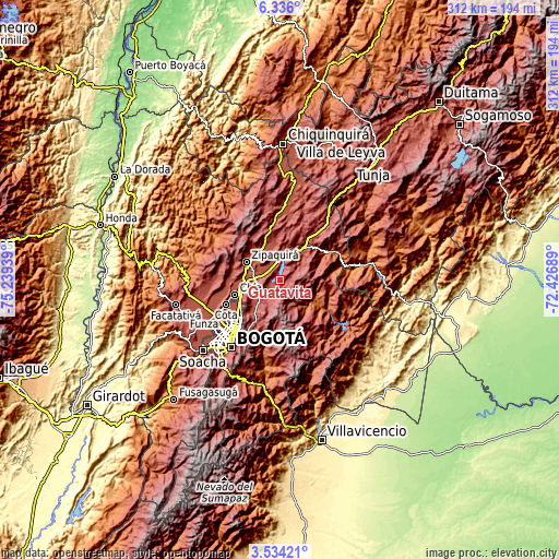 Topographic map of Guatavita