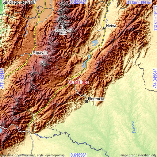 Topographic map of Guadalupe