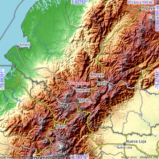 Topographic map of Guachavés