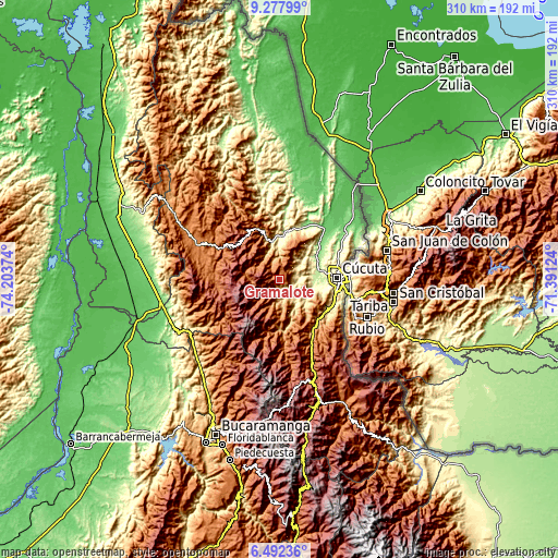 Topographic map of Gramalote