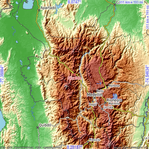 Topographic map of Giraldo