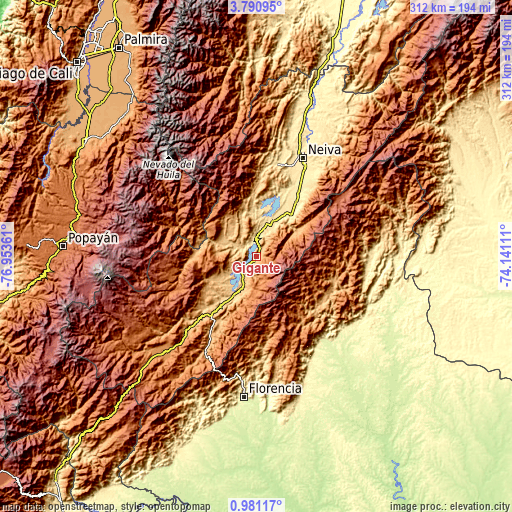 Topographic map of Gigante