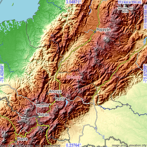 Topographic map of Génova