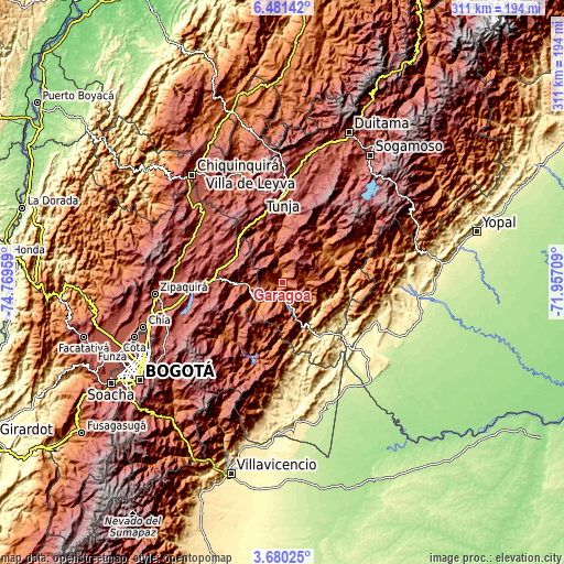 Topographic map of Garagoa