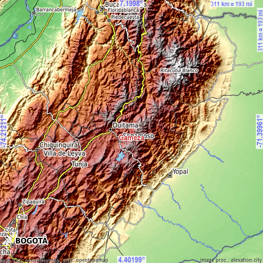 Topographic map of Gámeza