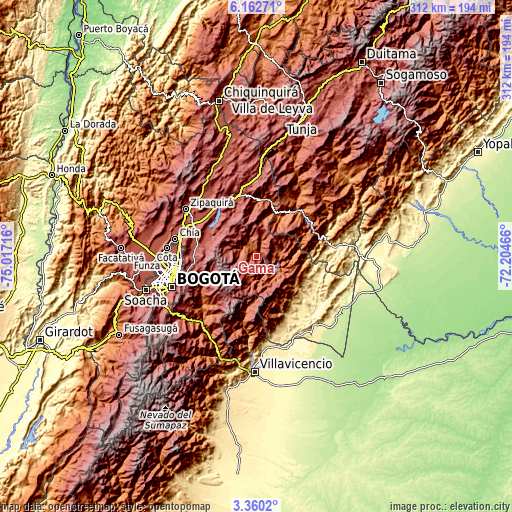 Topographic map of Gama