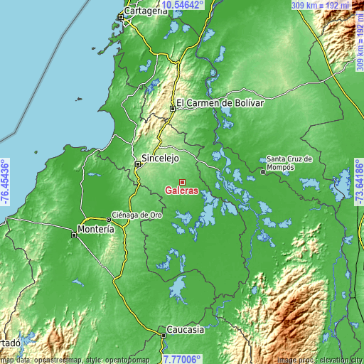 Topographic map of Galeras