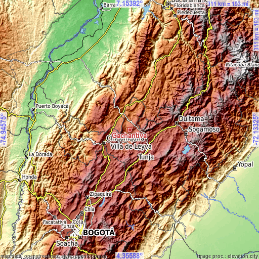 Topographic map of Gachantivá