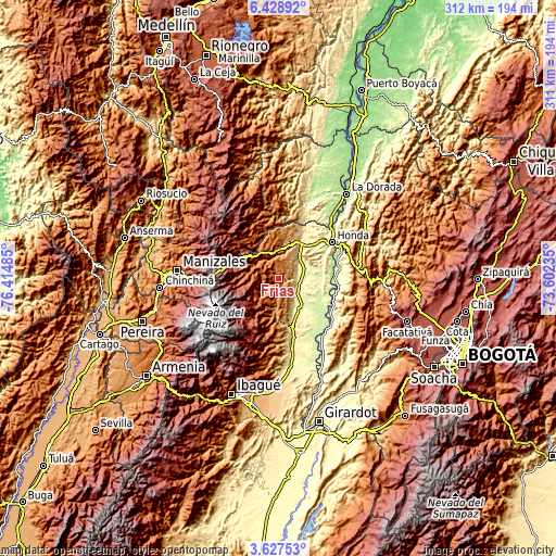 Topographic map of Frías